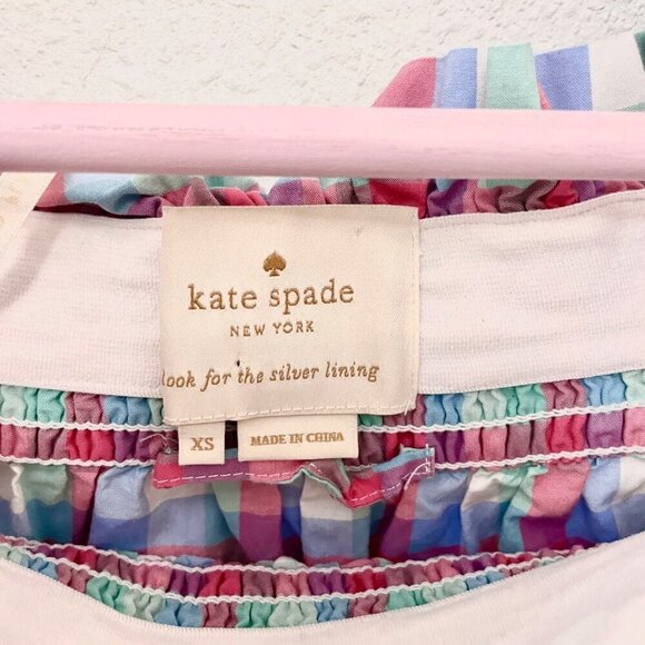 KATE SPADE NEW YORK Madras Off Shoulder Cotton Midi Dress Size XS - Picture 3 of 7